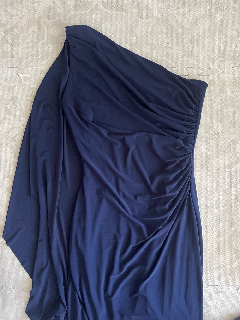 One-Shoulder Navy Draped Maxi Skirt